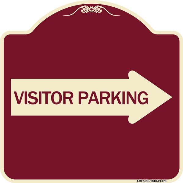 Visitor Parking With Right Arrow Heavy-Gauge Aluminum Architectural Sign, 18" x 18", BU-1818-24376